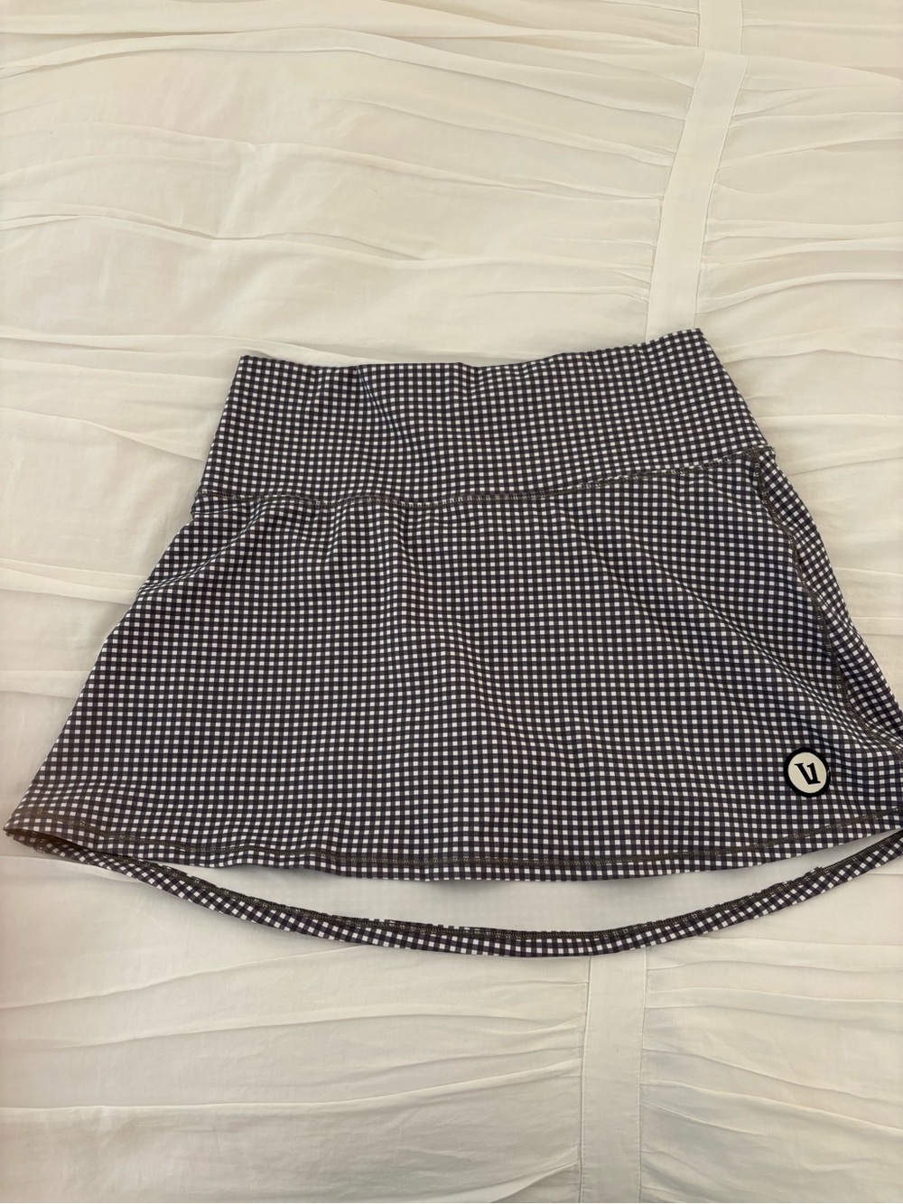 Vuori Black & White Gingham Performance Skort